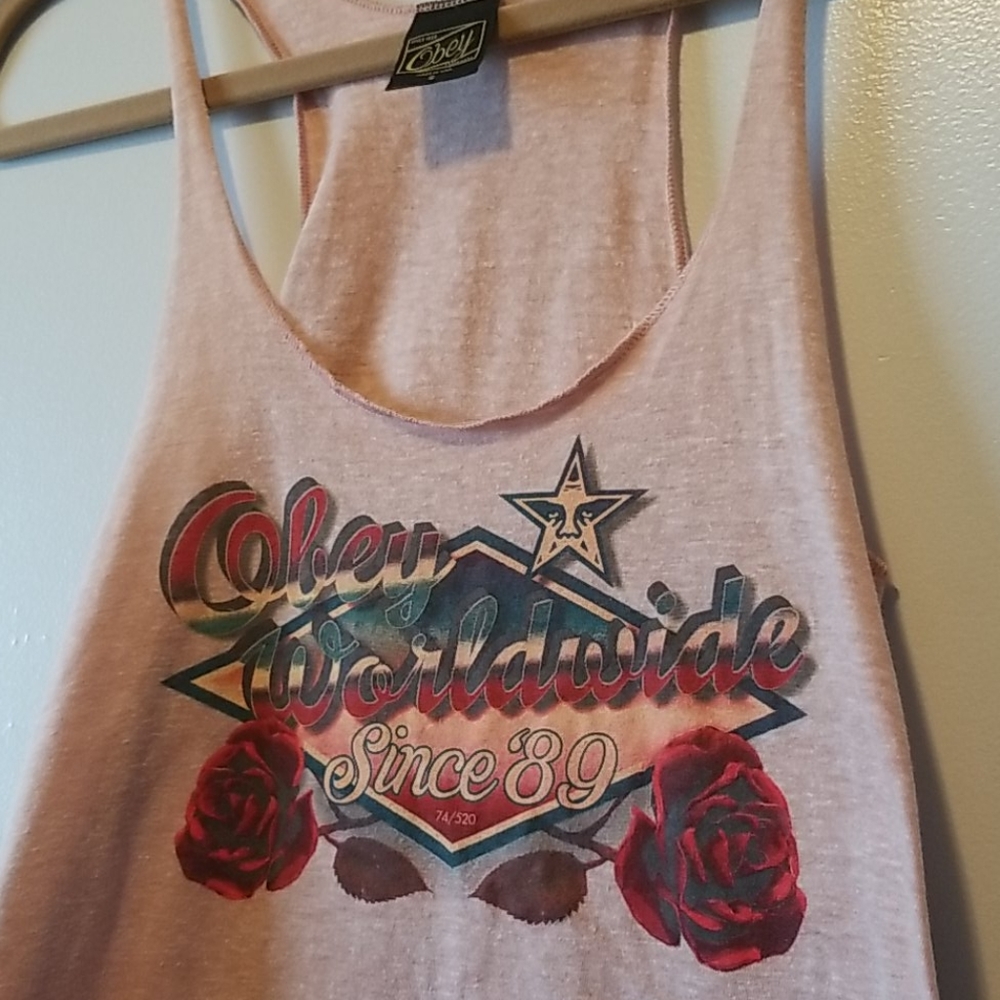 💎3/$12 Obey screenprint cotton casual tank Sm